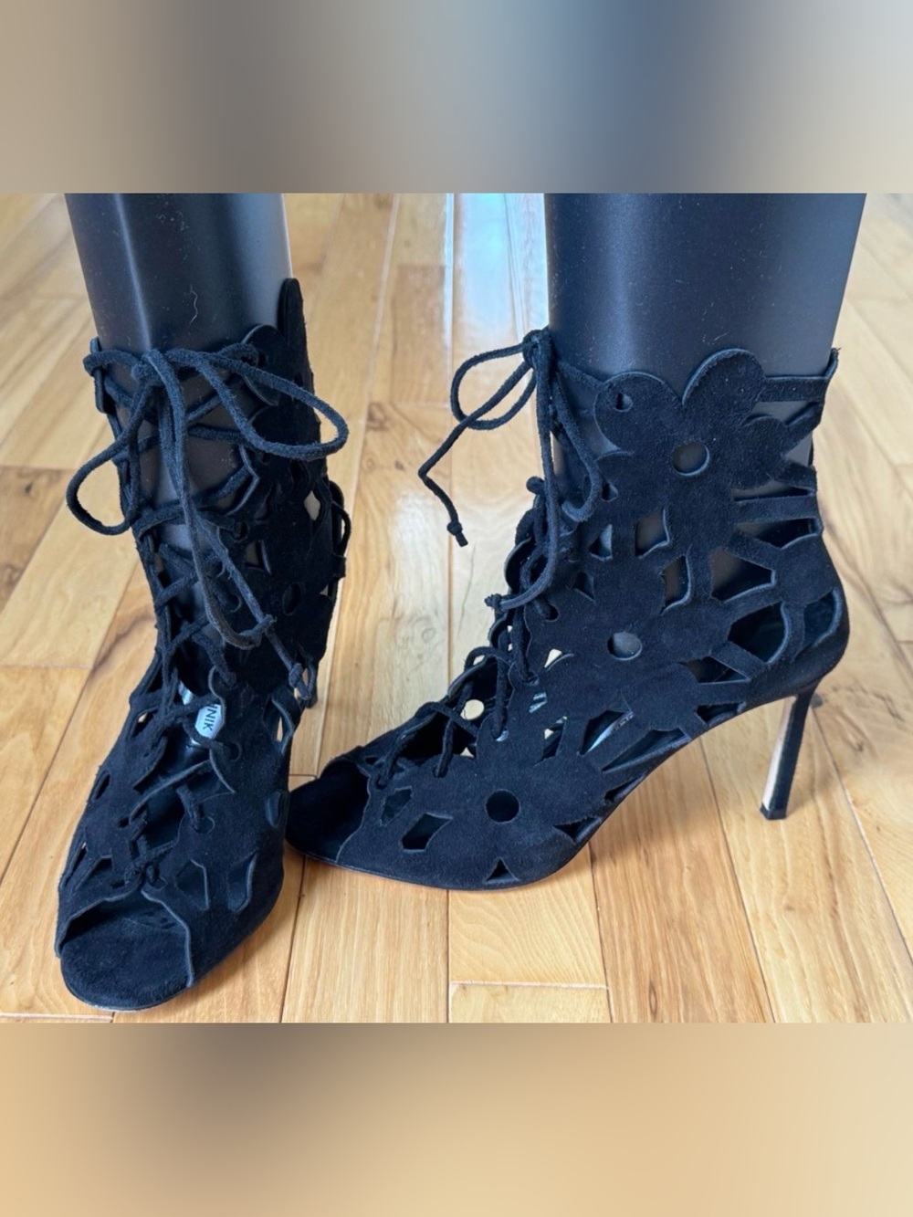 Manolo Blahnik Suede Cutout Sandals – Size 38.5